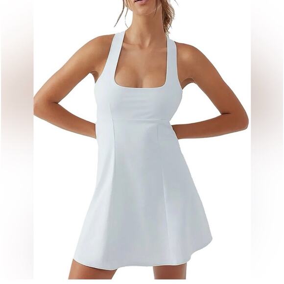 Outdoor Voices Dresses & Skirts - Outdoor Voices White Activewear Crossback Dress With Built-In Shorts Size Small